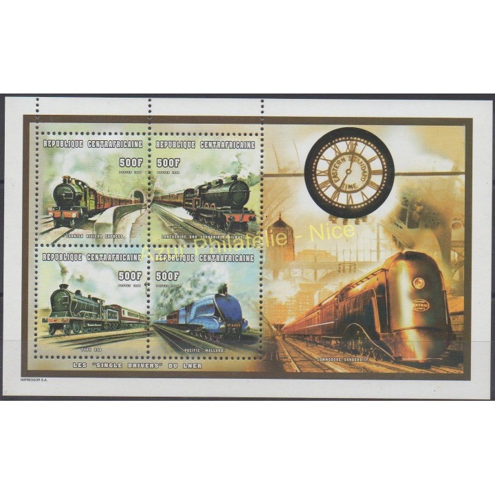 Stamps - Theme trains - Central African Republic - 1998 - Nb 1435/1438