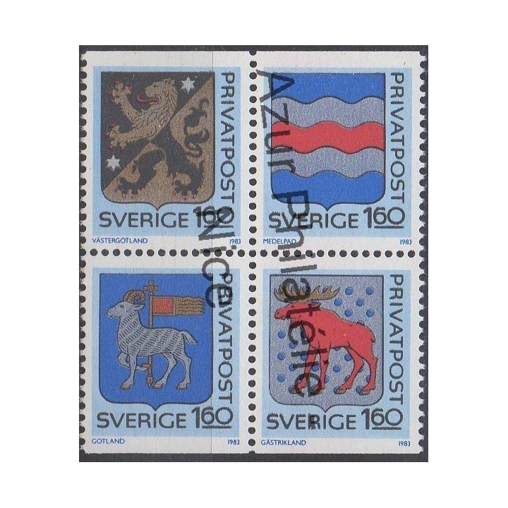 Timbres - Thème armoiries - Suède - 1983 - No 1215/1218