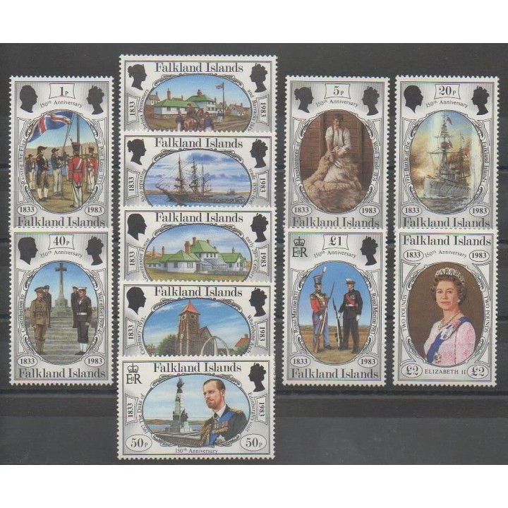 Stamps - Falkland - 1983 - Nb 376/386 - Various Historics Themes