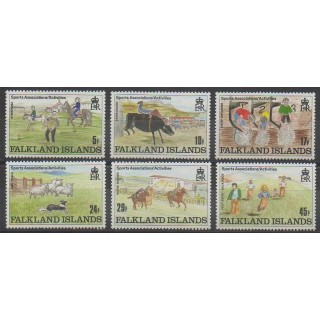 Timbres - Falkland - 1989 - No 519/524 - Sports divers - Dessins d'enfants