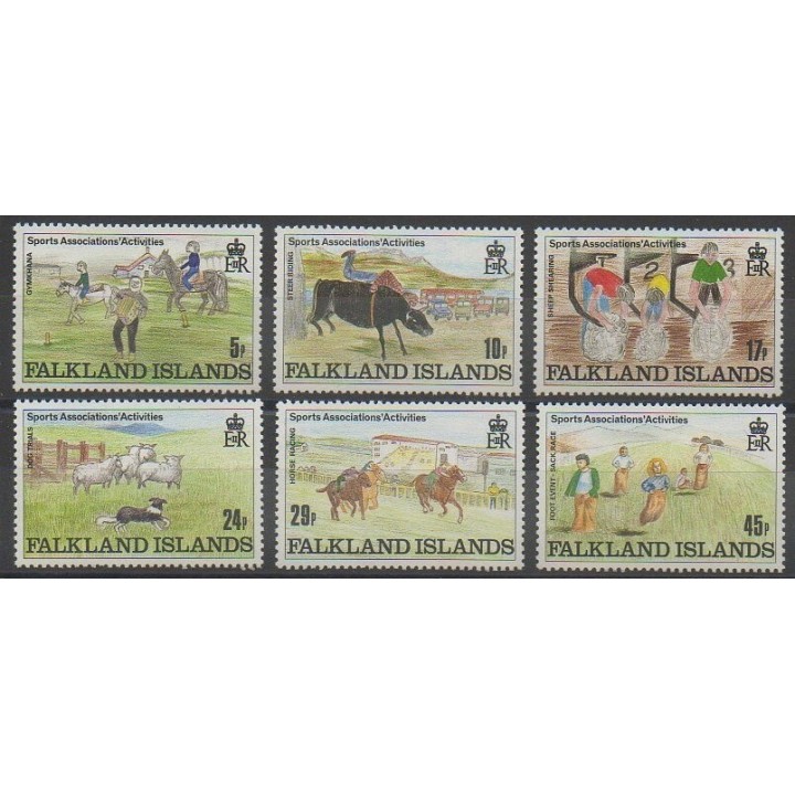 Timbres - Falkland - 1989 - No 519/524 - Sports divers - Dessins d'enfants