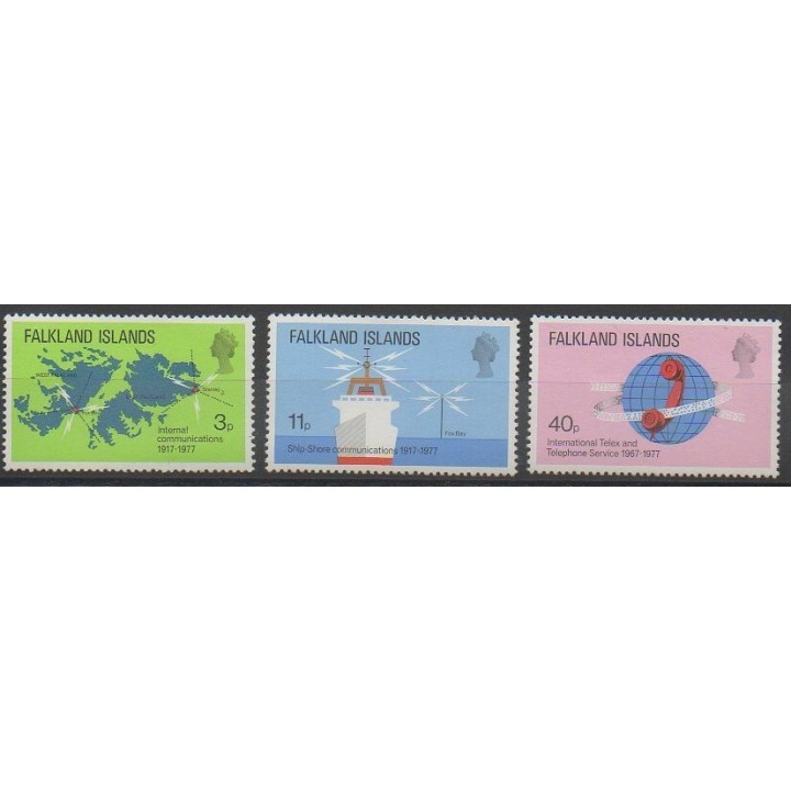 Stamps - Falkland - 1977 - Nb 251/253 - Telecommunications