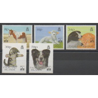 Timbres - Falkland - 1994 - No 613/617 - Mammifères - Exposition