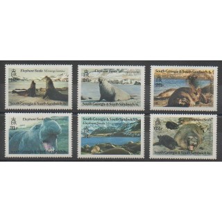 Timbres - Falkland-Géorgie du Sud et Sandwich du Sud - 1991 - No 208/213 - Mammifères - Animaux marins