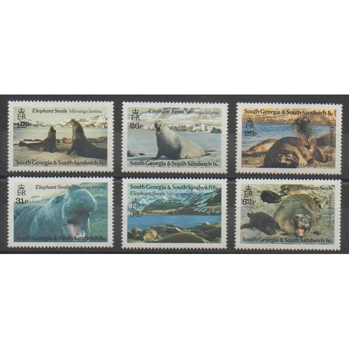 Timbres - Falkland-Géorgie du Sud et Sandwich du Sud - 1991 - No 208/213 - Mammifères - Animaux marins