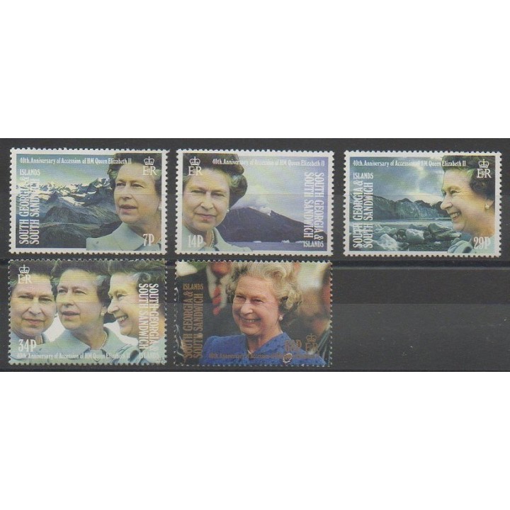 Timbres - Falkland-Géorgie du Sud et Sandwich du Sud - 1992 - No 214/218 - Royauté - Principauté