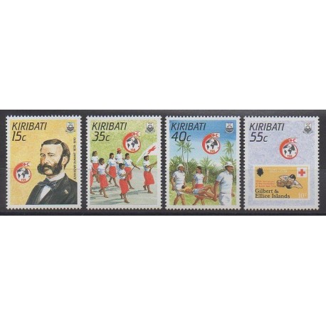Kiribati - 1988 - No 181/184 - Santé ou Croix-Rouge - Timbres sur timbres