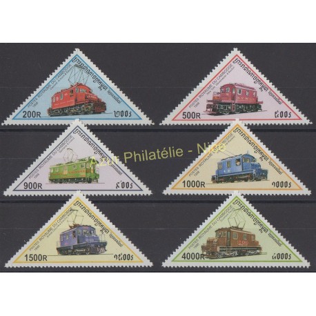 Stamps - Theme trains - Cambodia - 1998 - Nb 1509/1514