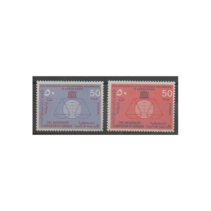Timbres - Jordanie - 1963 - No 375/376 - Droits de l'Homme