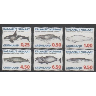 Timbres - Groenland - 1996 - No 266/271 - Mammifères - Animaux marins