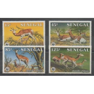 Timbres - Sénégal - 1986 - No 661/664 - Mammifères - Espèces menacées - WWF