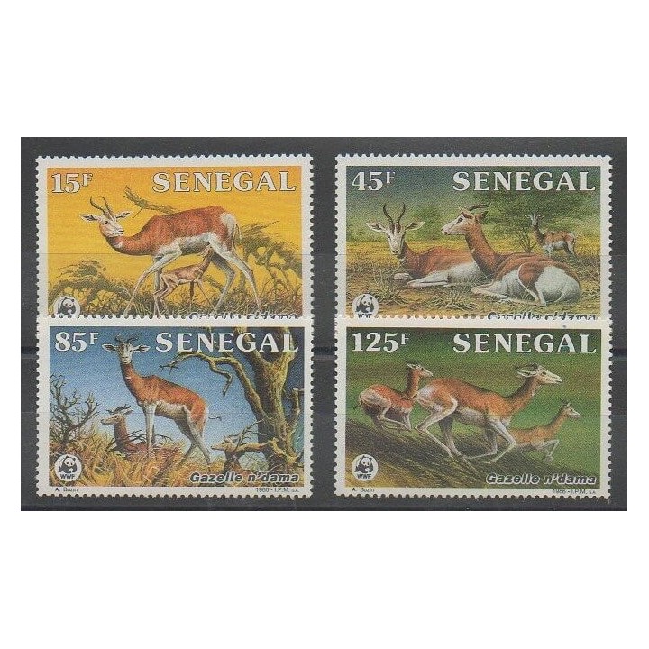 Timbres - Sénégal - 1986 - No 661/664 - Mammifères - Espèces menacées - WWF
