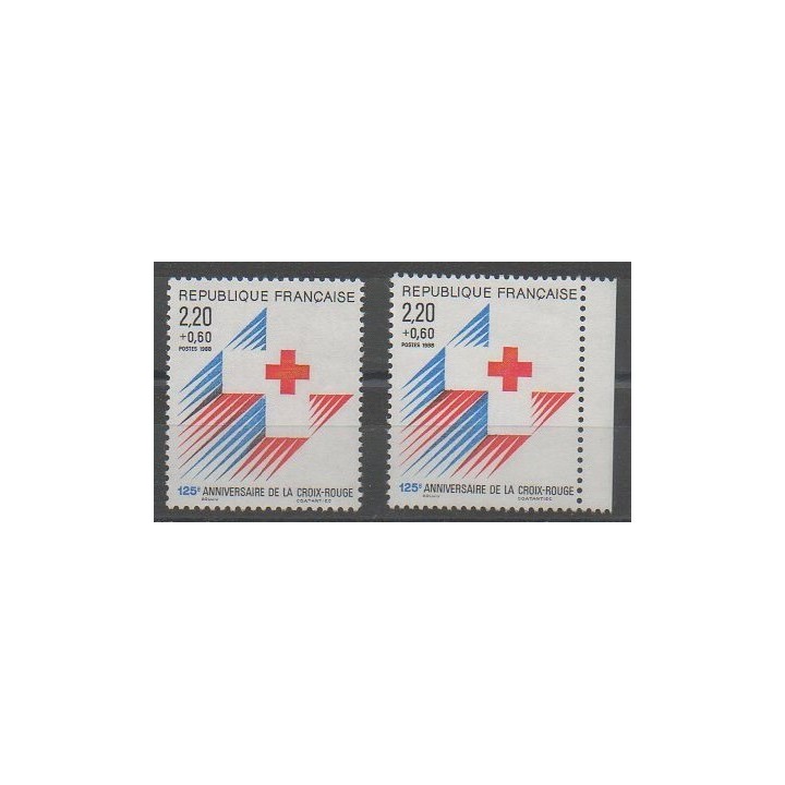Timbres - France - Poste - 1988 - No 2555 - 2555a - Santé ou Croix-Rouge