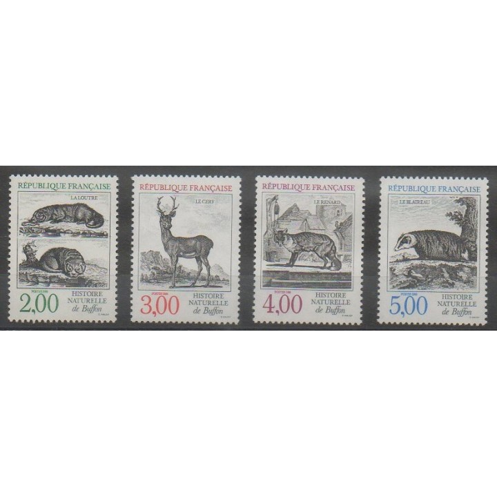 Timbres - France - Poste - 1988 - No 2539/2542 - Mammifères