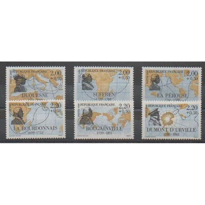 Stamps - France - Poste - 1988 - Nb 2517/2522 - Boats
