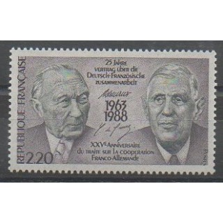Stamps - France - Poste - 1988 - Nb 2501 - De Gaullle