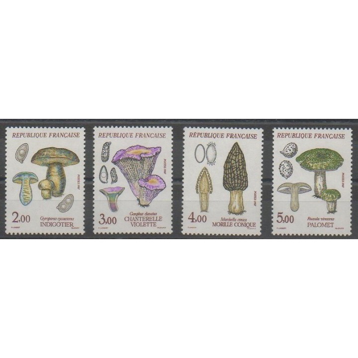 Stamps - France - Poste - 1987 - Nb 2488/2491 - Mushrooms