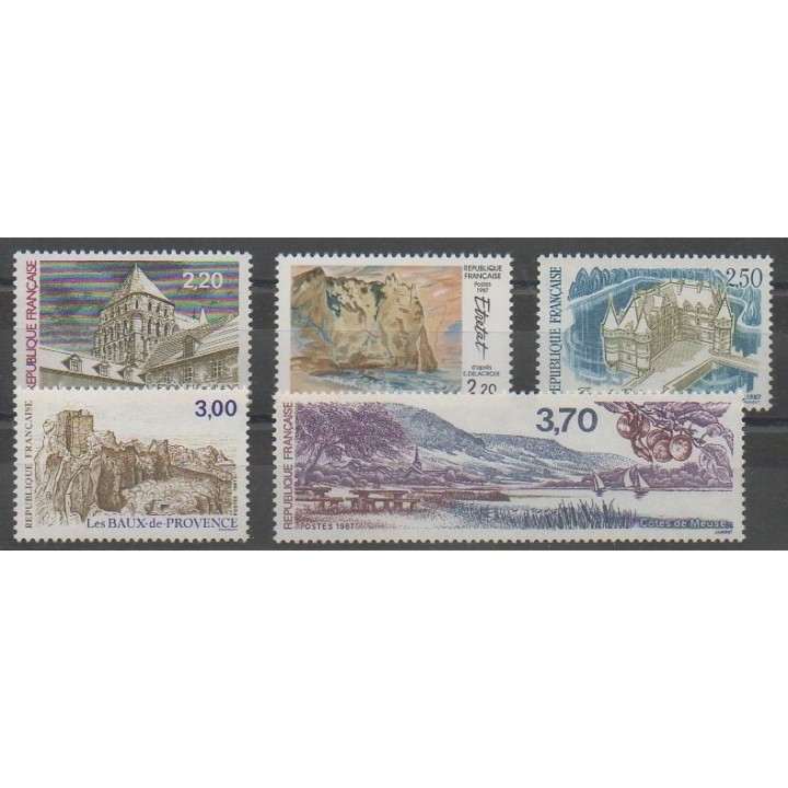 Timbres - France - Poste - 1987 - No 2462/2466 - Monuments