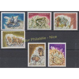 Timbres - Thème minéraux - pierres précieuses - Monaco - Poste - 1990 - No 1730/1735