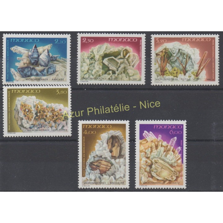 Timbres - Thème minéraux - pierres précieuses - Monaco - Poste - 1990 - No 1730/1735