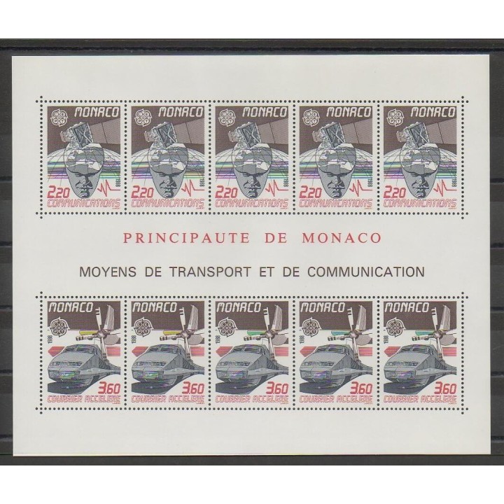 Timbres - Monaco - Blocs et feuillets - 1988 - No BF41 - Télécommunications - Service postal - Europa