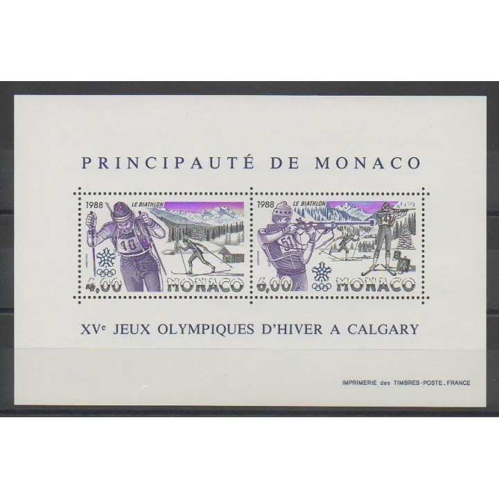 Timbres - Monaco - Blocs et feuillets - 1988 - No BF40 - Jeux olympiques d'hiver