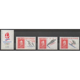 Timbres - France - Poste - 1990 - No 2632/2633 - 2674/2675 - Jeux olympiques d'hiver
