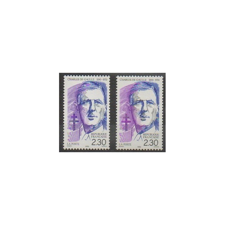 Timbres - France - Poste - 1990 - No 2634/2634a - De Gaulle