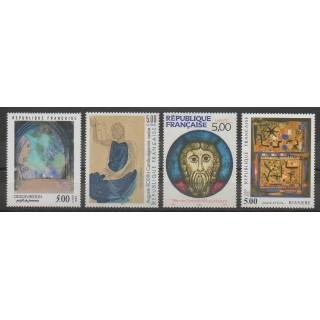 Timbres - France - Poste - 1990 - No 2635/2637 - 2672 - Peinture