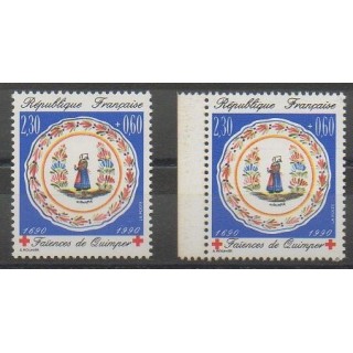 Timbres - France - Poste - 1990 - No 2646/2646a - Artisanat - Santé ou Croix-Rouge