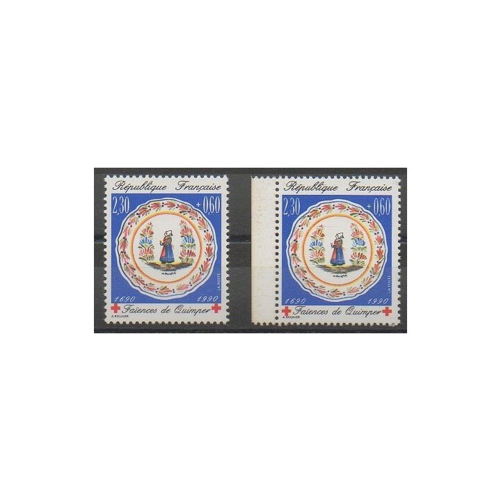 Timbres - France - Poste - 1990 - No 2646/2646a - Artisanat - Santé ou Croix-Rouge