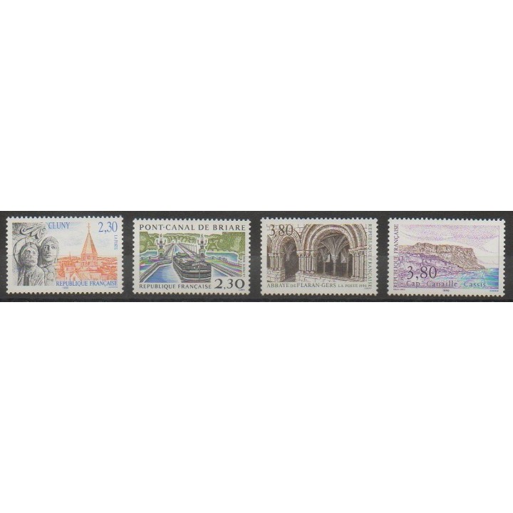 Timbres - France - Poste - 1990 - No 2657/2660 - Églises - Sites