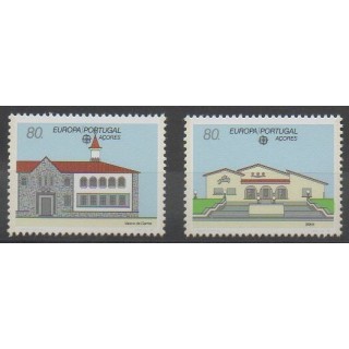 Timbres - Portugal (Açores) - 1990 - No 399/400 - Service postal - Europa