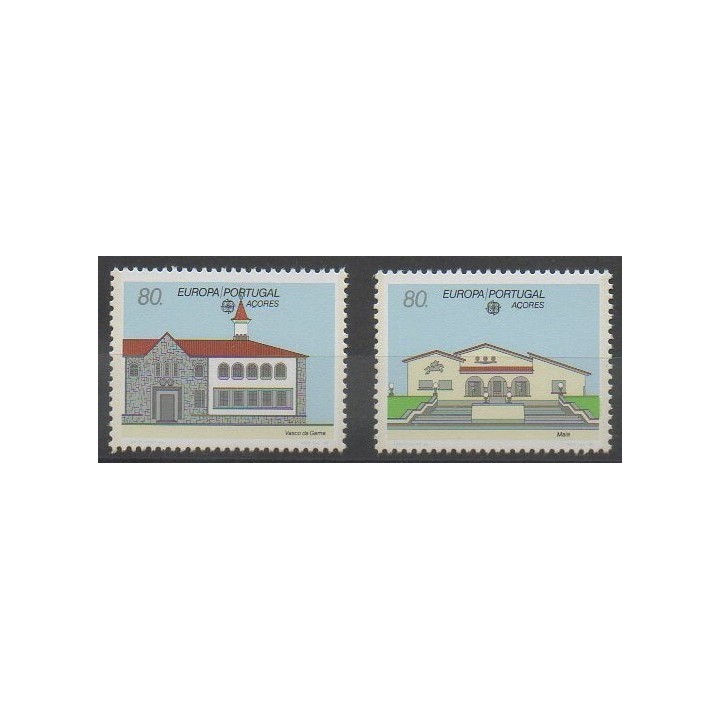 Timbres - Portugal (Açores) - 1990 - No 399/400 - Service postal - Europa