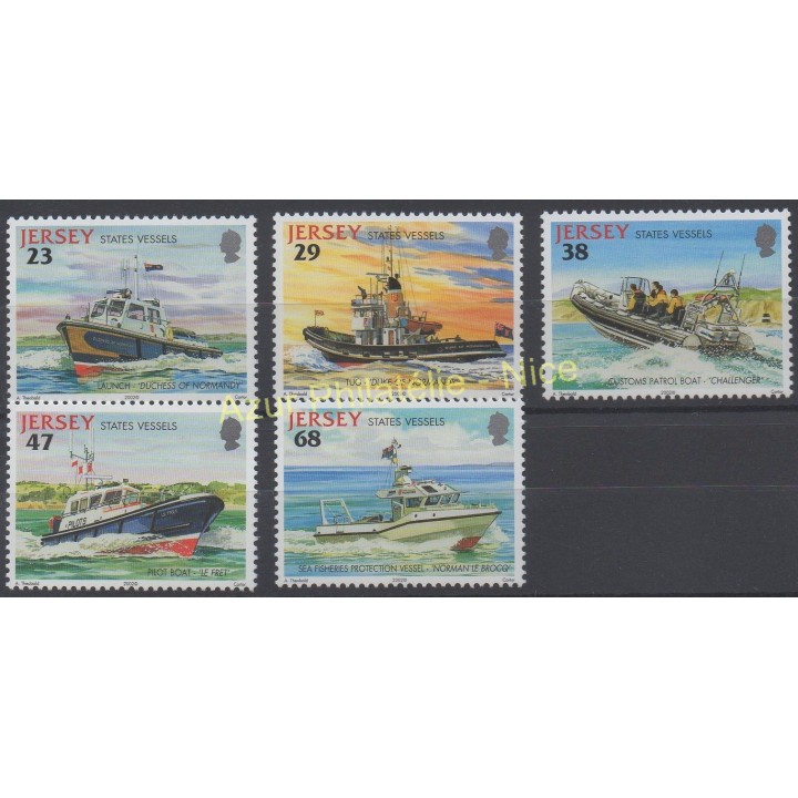 Timbres - Thème bateaux - Jersey - 2002 - No 1010/1014