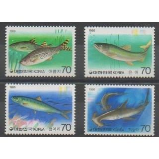 Timbres - Corée du Sud - 1986 - No 1314/1317 - Animaux marins