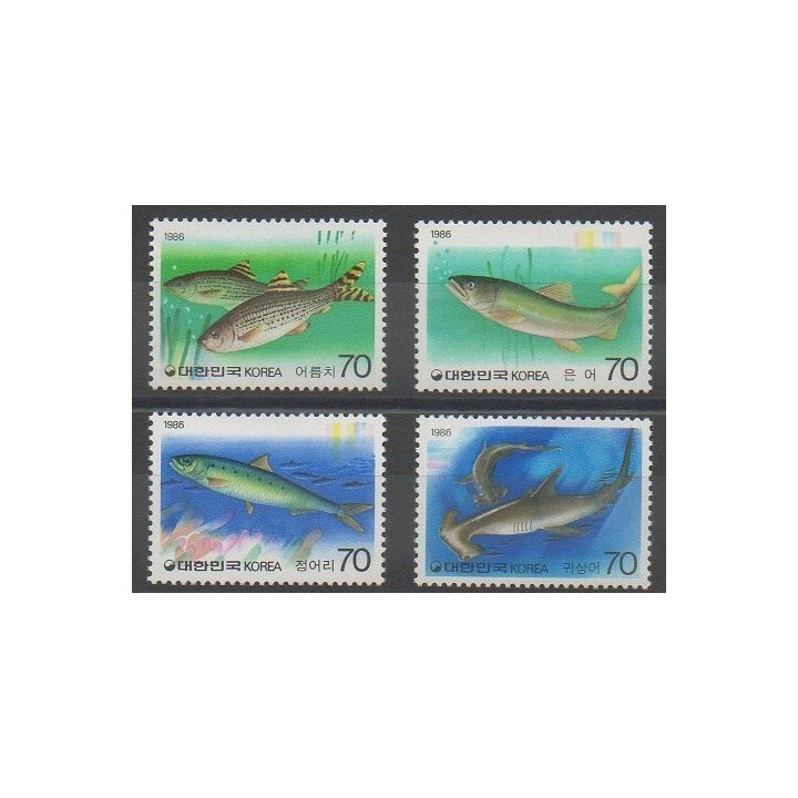 Timbres - Corée du Sud - 1986 - No 1314/1317 - Animaux marins
