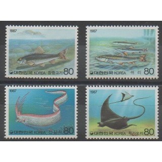 Stamps - South Korea - 1987 - Nb 1374/1377 - Sea animals