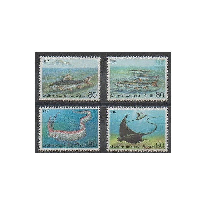 Stamps - South Korea - 1987 - Nb 1374/1377 - Sea animals