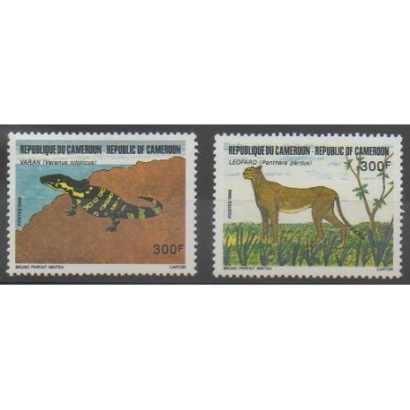 Cameroun - 1986 - No 797/798 - Reptiles - Mammifères - Espèces menacées - WWF
