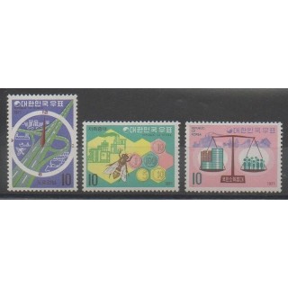 Timbres - Corée du Sud - 1971 - No 630/632