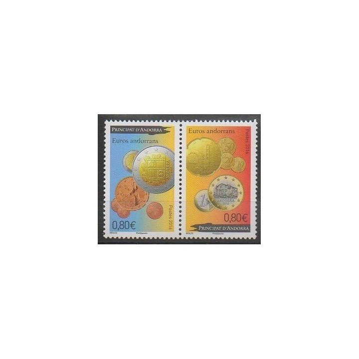 Stamps - French Andorra - 2016 - Nb 777/778 - Coins, Banknotes Or Medals