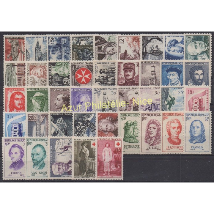 Timbres  - France - Année complète - 1956 - No 1050/1090