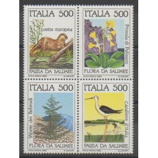 Timbres - Italie - 1985 - No 1658/1661 - Environnement - Espèces menacées - WWF