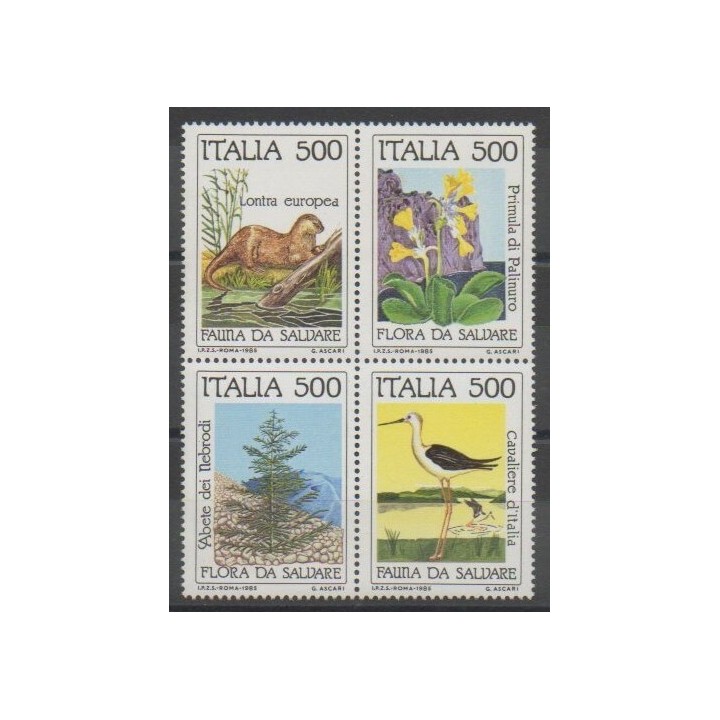 Timbres - Italie - 1985 - No 1658/1661 - Environnement - Espèces menacées - WWF