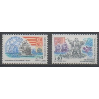 Timbres - Andorre - 1992 - No 416/417 - Christophe Colomb - Europa