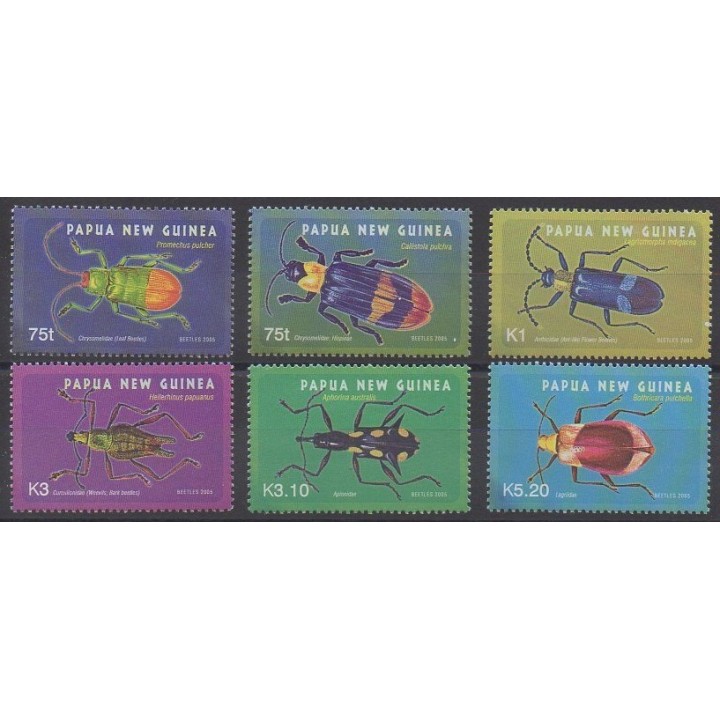 Timbres - Papouasie-Nouvelle-Guinée - 2005 - No 1061/1066 - Insectes