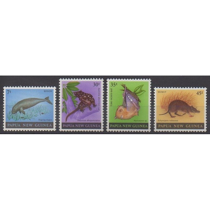 Timbres - Papouasie-Nouvelle-Guinée - 1980 - No 397/400 - Reptiles - Mammifères