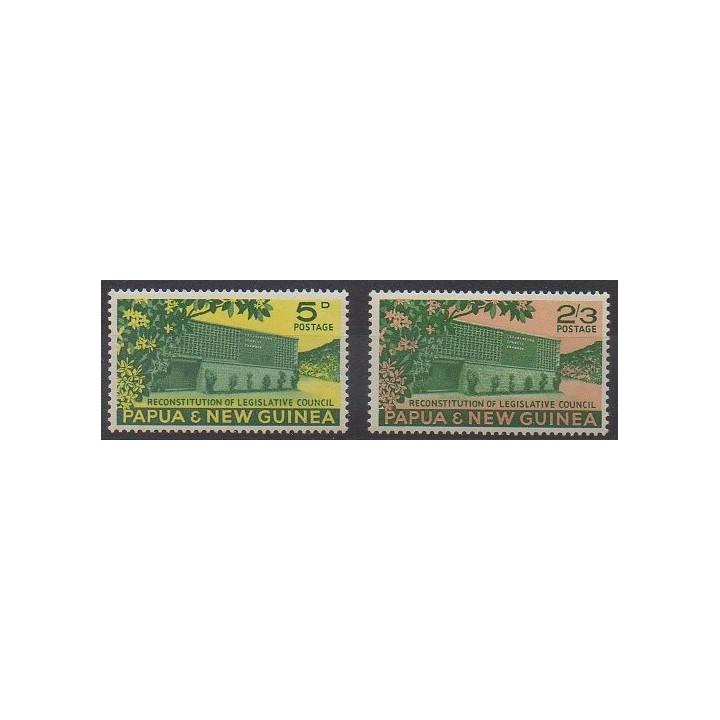 Timbres - Papouasie-Nouvelle-Guinée - 1961 - No 42/43 - Monuments