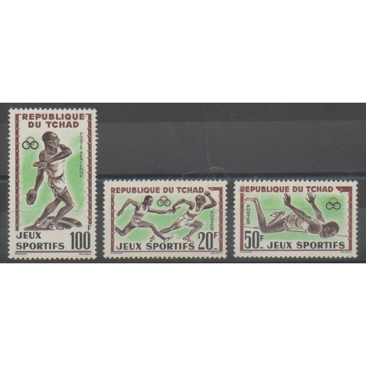 Timbres - Tchad - 1962 - No 80/81 - PA8 - Sports divers